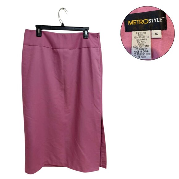 Metrostyle Pink Pencil Skirt Size 16 Wool Blend Lined - Picture 1 of 3